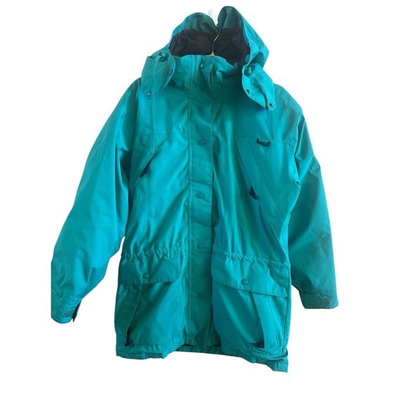 Eddie Bauer Jackets & Blazers - Eddie Bauer Turquoise GoreTex Woman's Medium Hooded Jacket Pockets Padded Lining